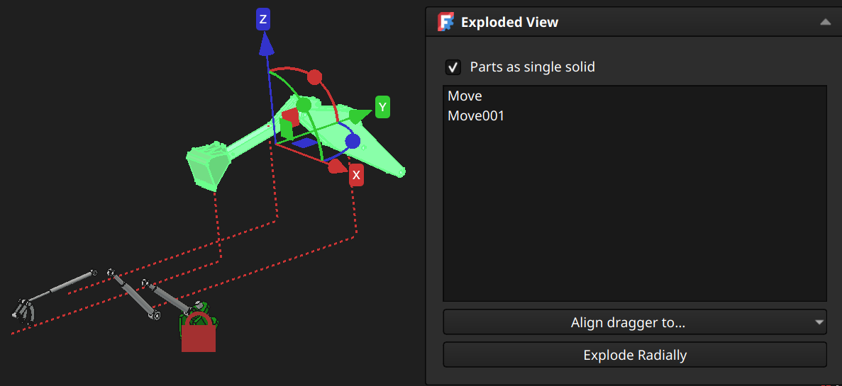 FreeCAD Assembly workbench exploded view move multiple example